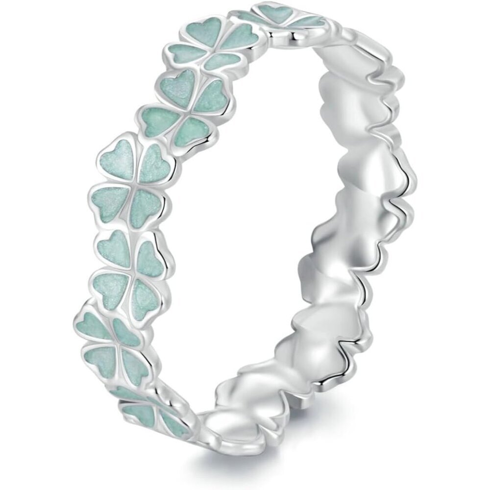 925 Sterling Silver Dainty Daisy Rings Blue Flower Finger Rings for Women Stacki